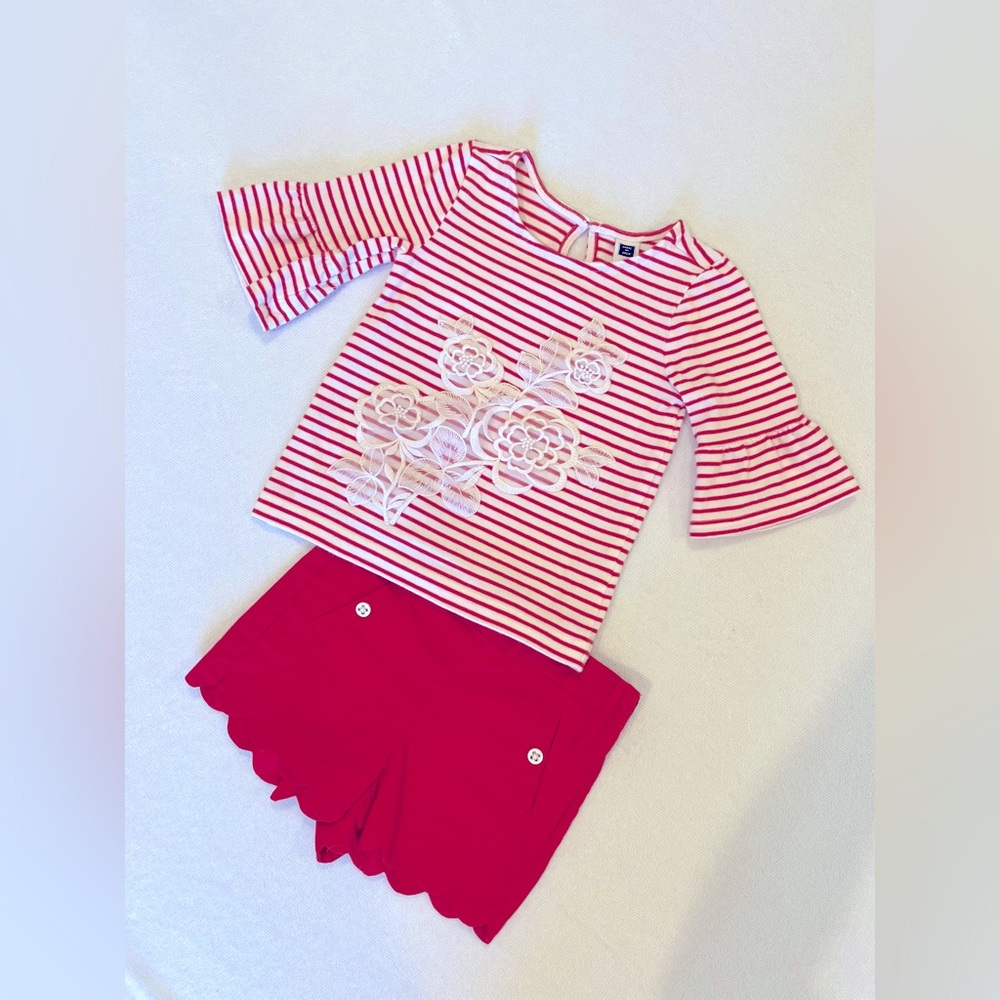 Janie and Jack Bell Sleeve Top & Scallop Shorts Matching Set Girls Sz 3